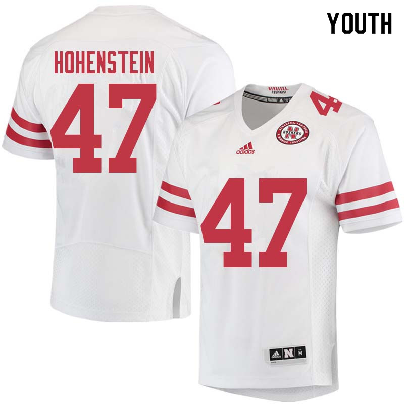 Youth #47 Branden Hohenstein Nebraska Cornhuskers College Football Jerseys Sale-White - Click Image to Close